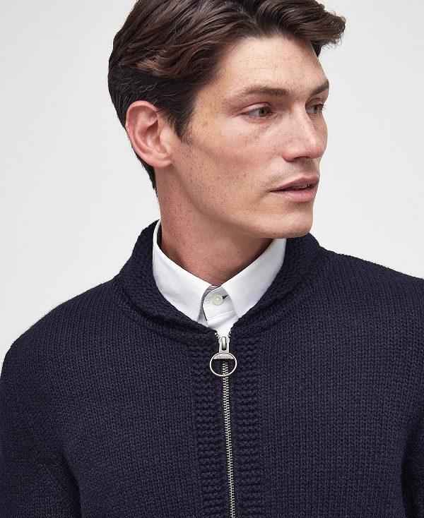 Barbour Felton Zip-up Jumper Mørkeblå | BABO88598