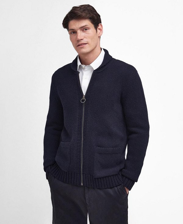 Barbour Felton Zip-up Jumper Mørkeblå | BABO88598