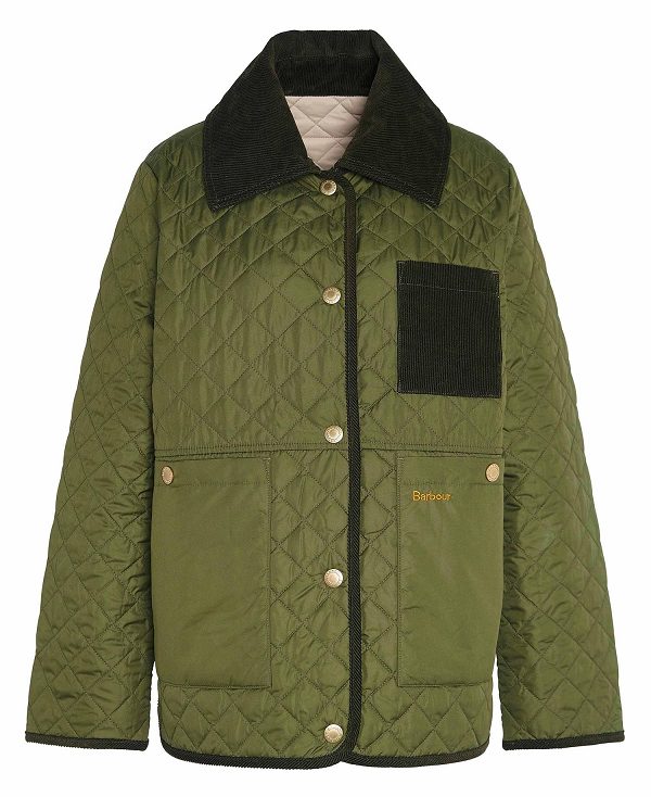 Barbour Fleur Quilted Jacket Olivengrøn | BABO89350