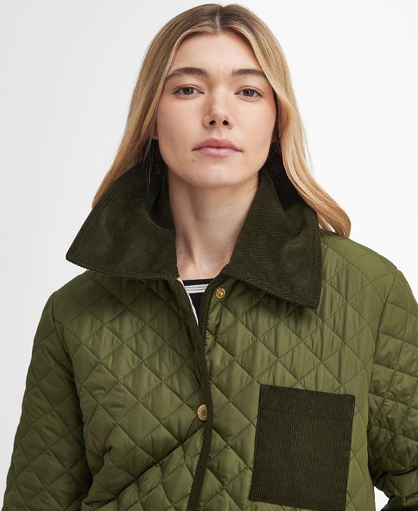 Barbour Fleur Quilted Jacket Olivengrøn | BABO89350