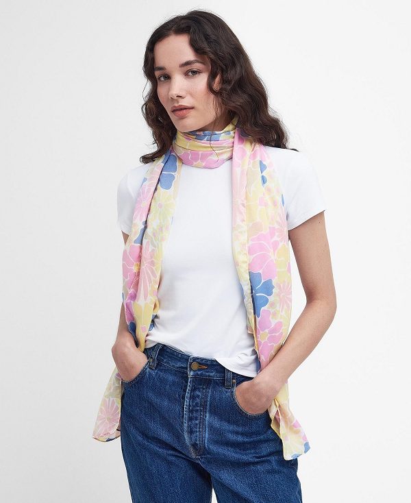 Barbour Floral Scarf Citron | BABO90070