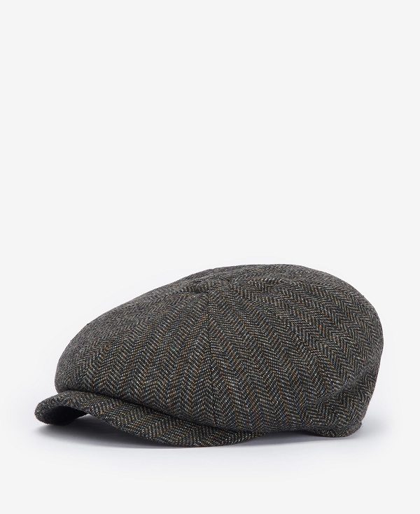 Barbour Fyne Tweed Baker Boy Cap Olivengrøn | BABO89027