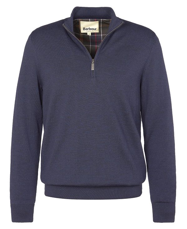 Barbour Gamlin Half Zip Jumper Mørkeblå | BABO88582