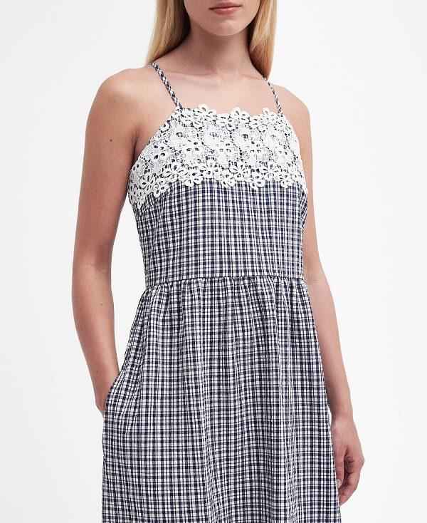 Barbour Glamis Midi Dress Mørkeblå | BABO89636