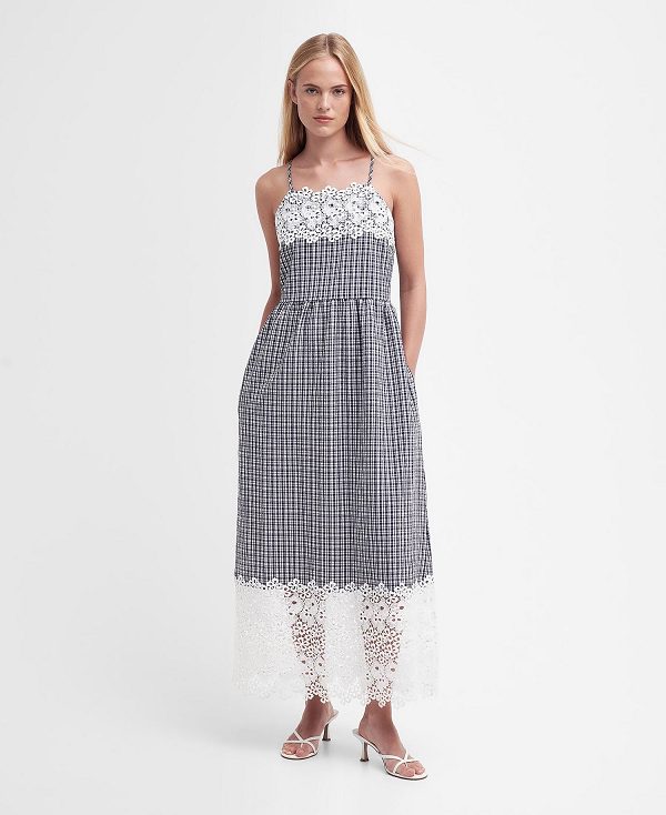 Barbour Glamis Midi Dress Mørkeblå | BABO89636