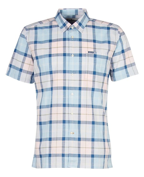 Barbour Gordon Tailored Short-sleeved Shirt Lyserød Lyseblå | BABO87601