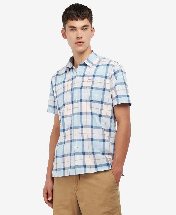 Barbour Gordon Tailored Short-sleeved Shirt Lyserød Lyseblå | BABO87601