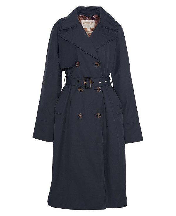 Barbour Gwyn Showerproof Trench Coat Sort Mørkerød | BABO89384