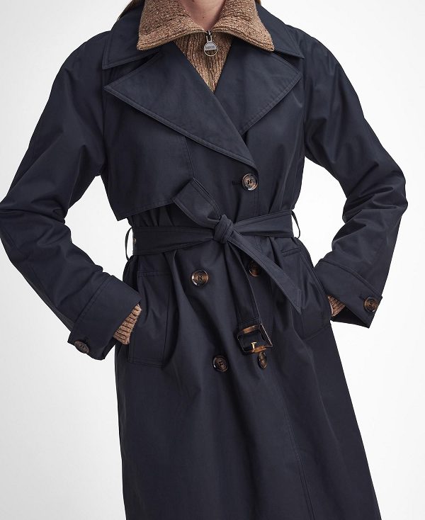 Barbour Gwyn Showerproof Trench Coat Sort Mørkerød | BABO89384