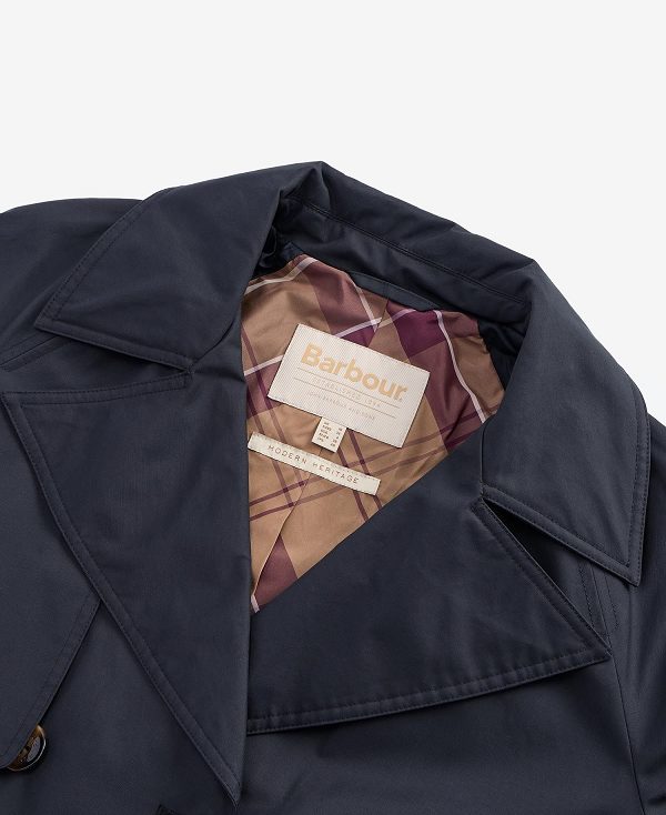 Barbour Gwyn Showerproof Trench Coat Sort Mørkerød | BABO89384