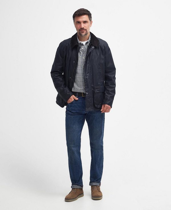 Barbour Halton Waxed Jacket Mørkeblå | BABO87204