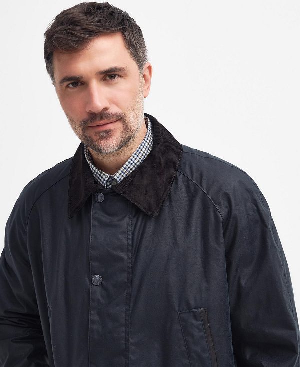 Barbour Halton Waxed Jacket Mørkeblå | BABO87204