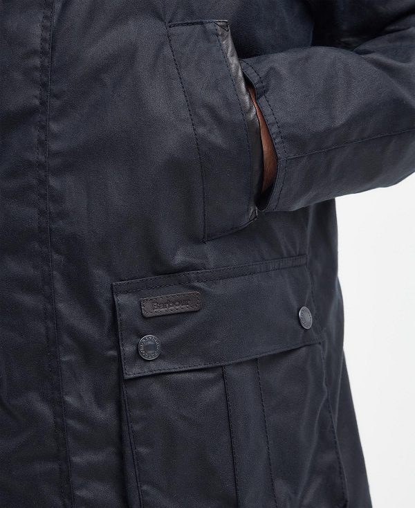 Barbour Halton Waxed Jacket Mørkeblå | BABO87204