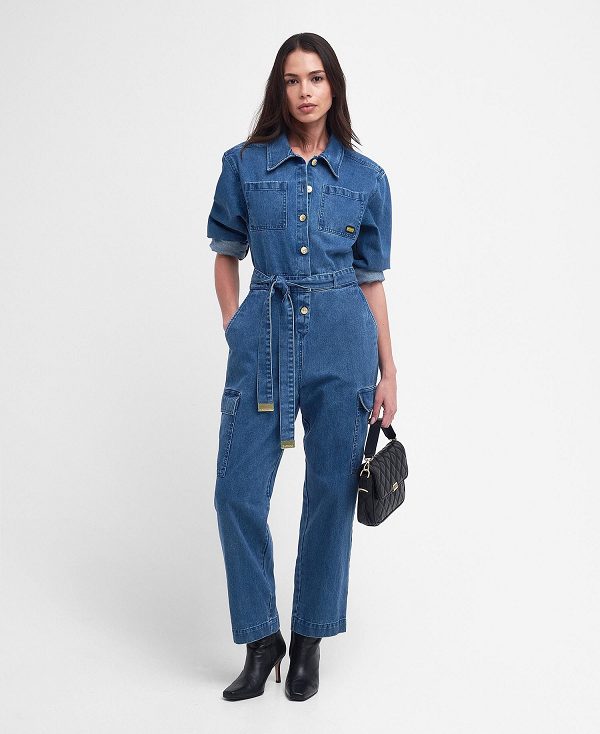 Barbour Hamilton Denim Jumpsuit Dyb Blå | BABO89590