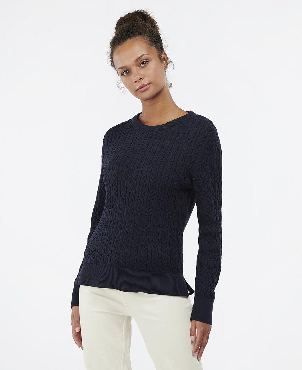 Barbour Hampton Knitted Jumper Mørkeblå | BABO89663