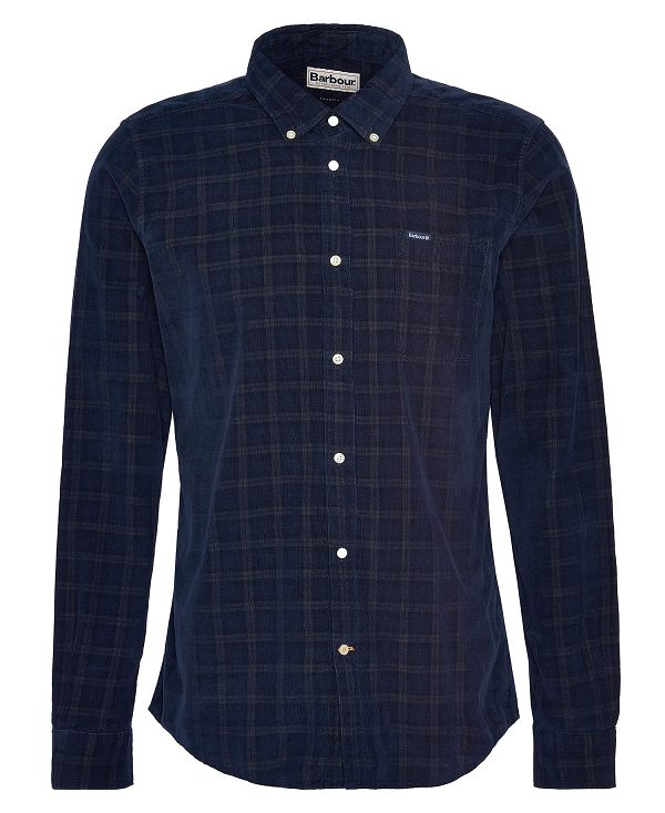 Barbour Harthill Tailored Long Sleeved Cord Shirt Mørkeblå | BABO87809