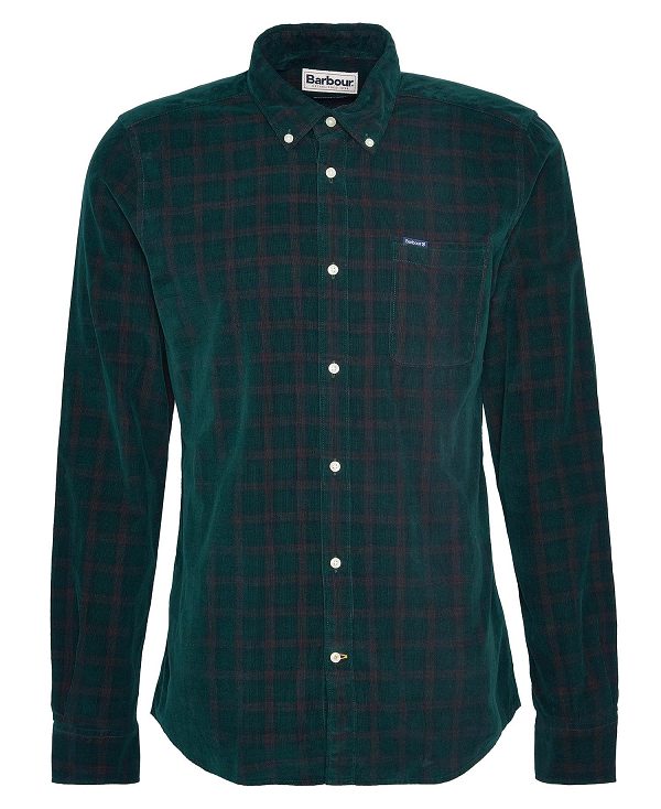 Barbour Harthill Tailored Long Sleeved Cord Shirt Grøn | BABO87810