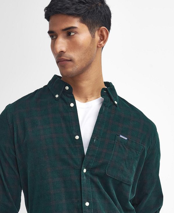 Barbour Harthill Tailored Long Sleeved Cord Shirt Grøn | BABO87810