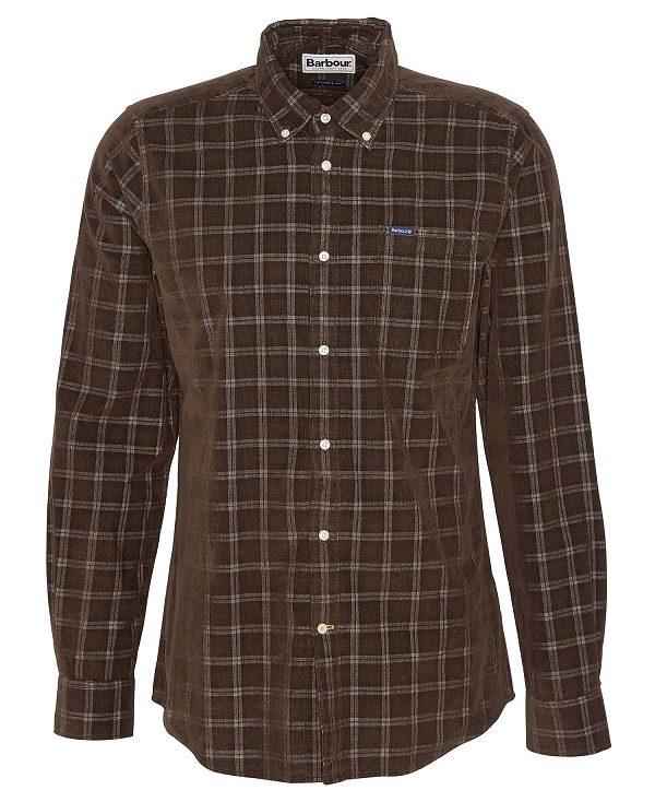 Barbour Harthill Tailored Long Sleeved Cord Shirt Brune | BABO87811