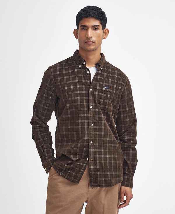 Barbour Harthill Tailored Long Sleeved Cord Shirt Brune | BABO87811