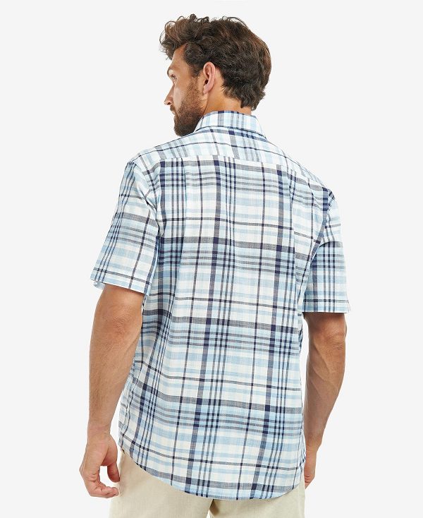 Barbour Hartley Regular Short-sleeved Checked Shirt Blå | BABO87624