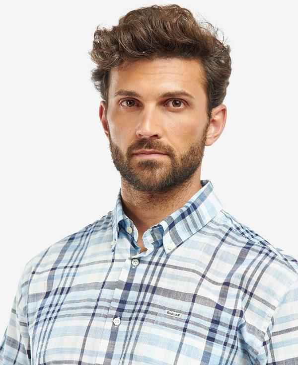 Barbour Hartley Regular Short-sleeved Checked Shirt Blå | BABO87624