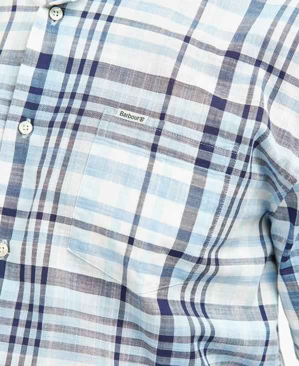 Barbour Hartley Regular Short-sleeved Checked Shirt Blå | BABO87624