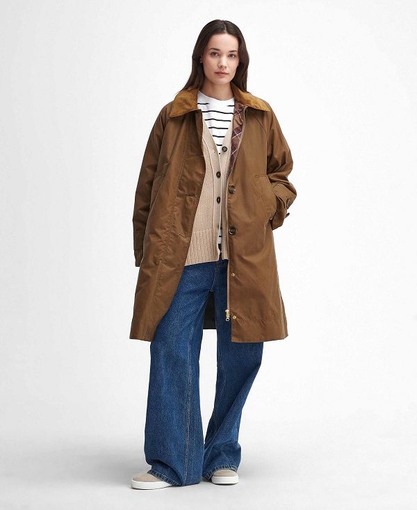 Barbour Hartwick Waxed Car Coat Brune Mørkerød | BABO89211