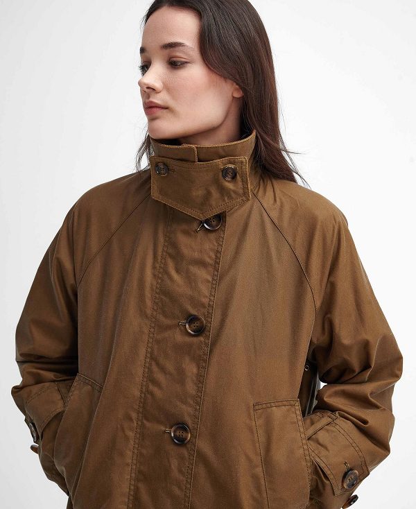 Barbour Hartwick Waxed Car Coat Brune Mørkerød | BABO89211