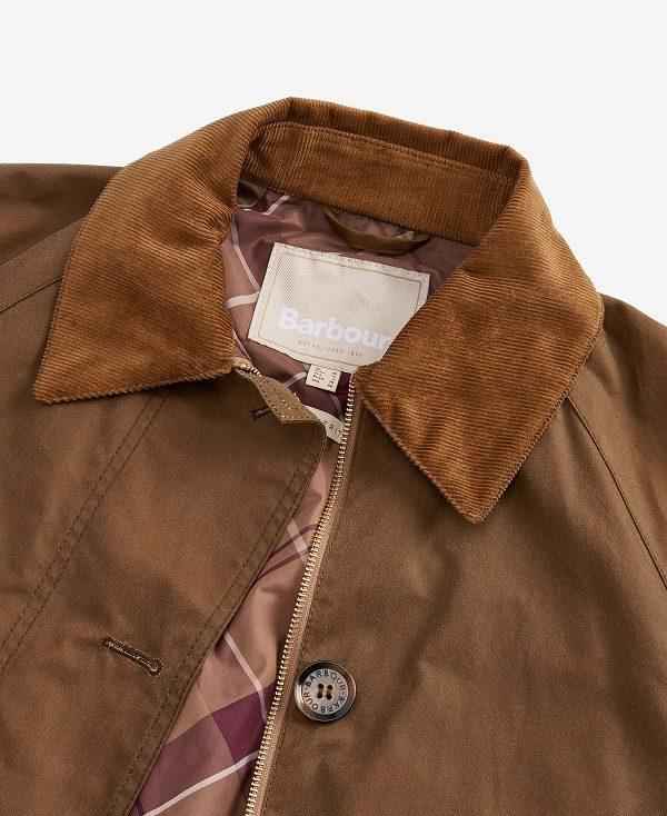 Barbour Hartwick Waxed Car Coat Brune Mørkerød | BABO89211