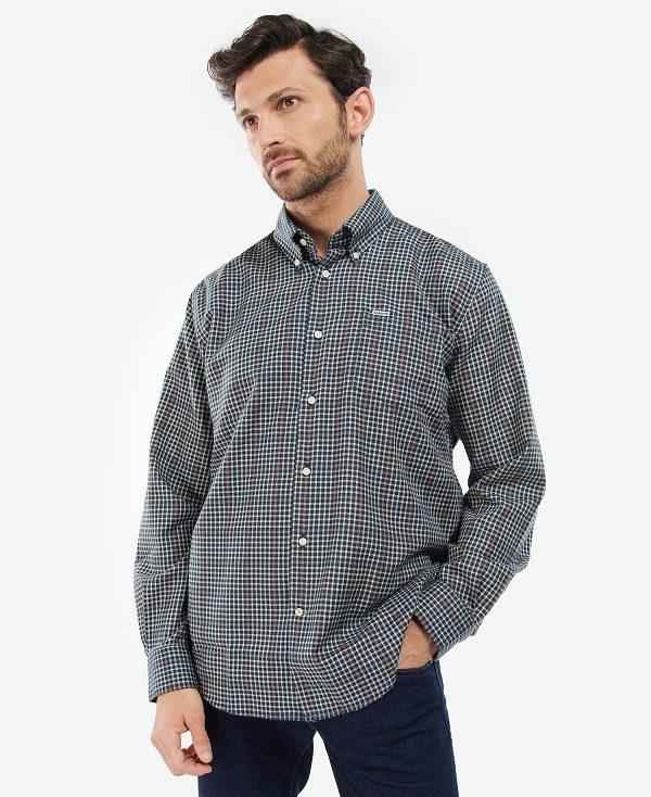 Barbour Henderson Thermo Weave Shirt Dyb Grå | BABO87906