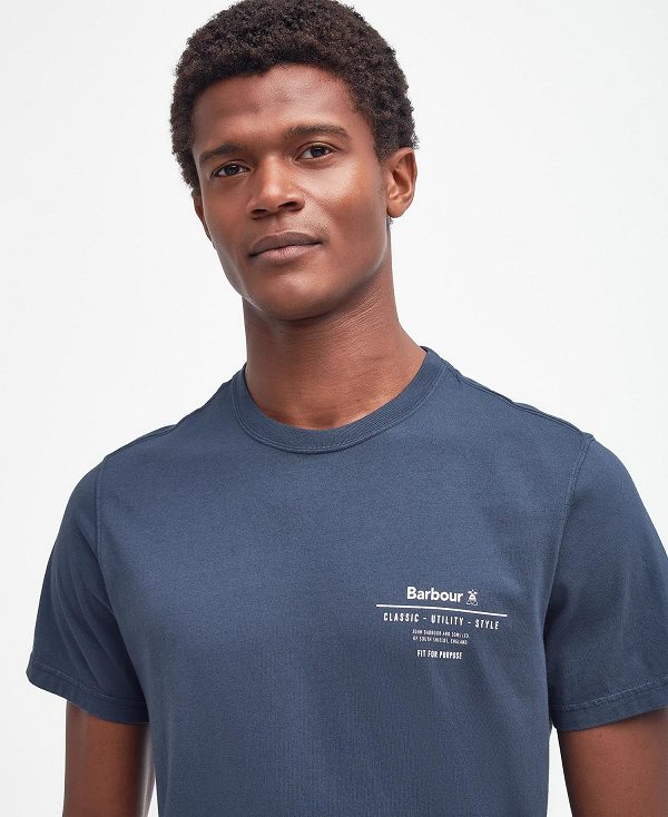 Barbour Hickling Logo T-shirt Mørkeblå | BABO88305