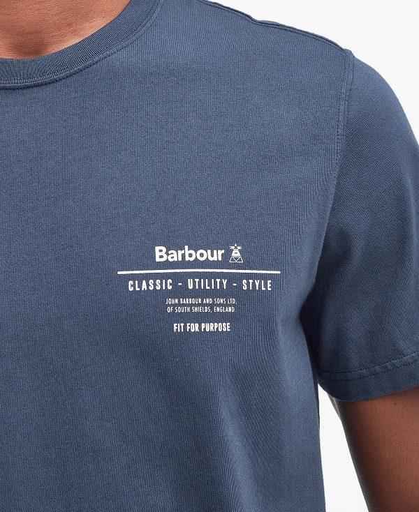 Barbour Hickling Logo T-shirt Mørkeblå | BABO88305