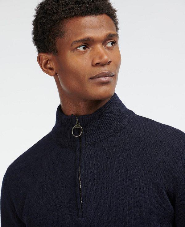 Barbour Holden Half Zip Sweater Mørkeblå | BABO88579