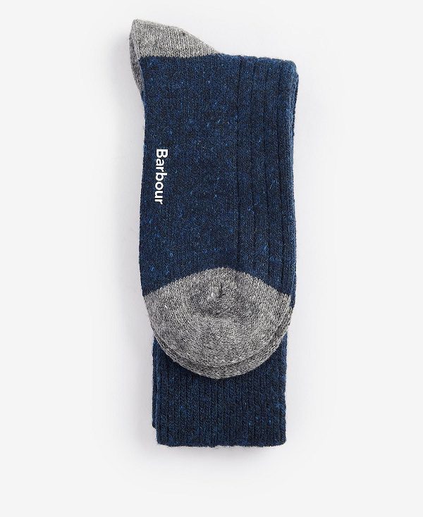 Barbour Houghton Socks Mørkeblå Grå | BABO89156