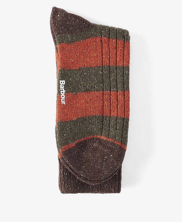 Barbour Houghton Stripe Socks Olivengrøn | BABO89152