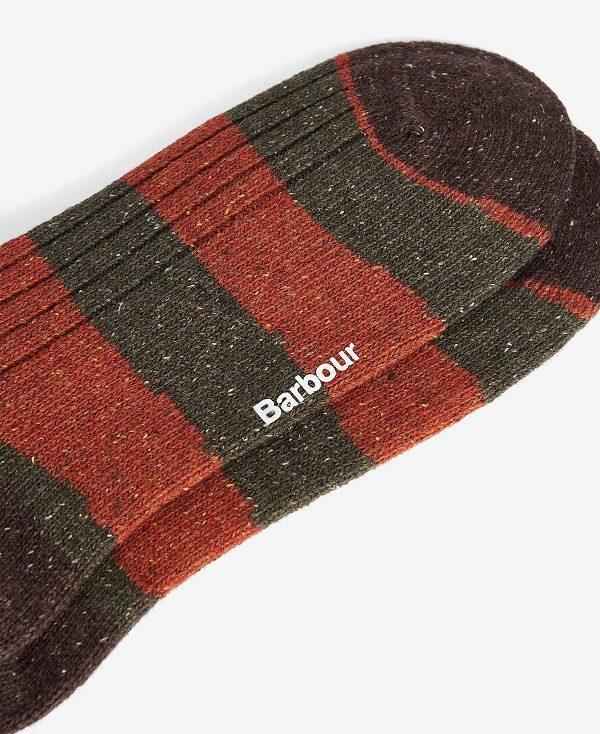 Barbour Houghton Stripe Socks Olivengrøn | BABO89152