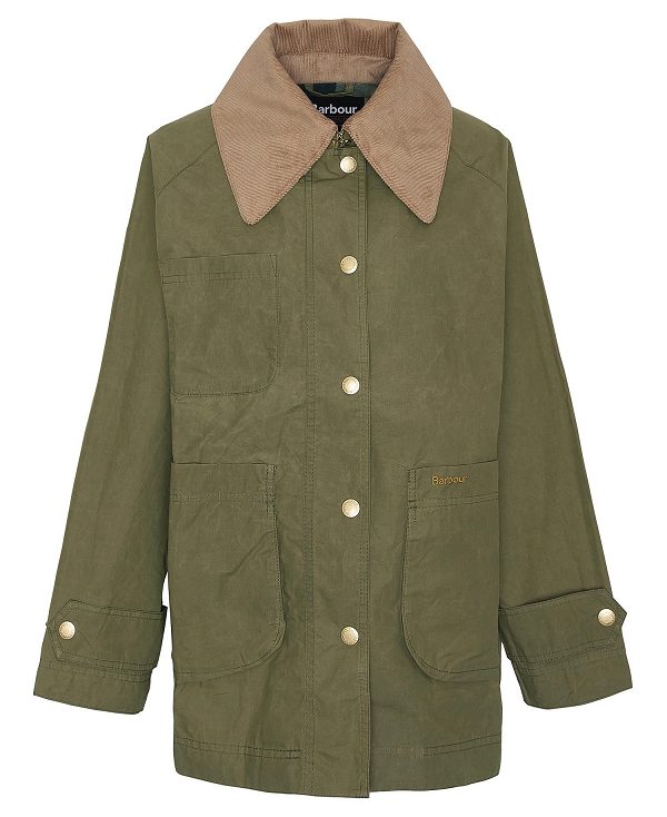 Barbour Hutton Oversized Showerproof Jacket Olivengrøn | BABO89401