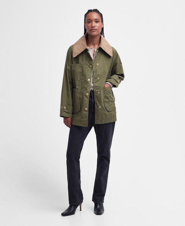 Barbour Hutton Oversized Showerproof Jacket Olivengrøn | BABO89401