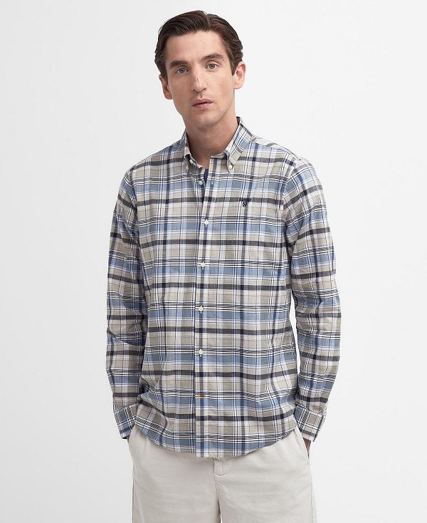 Barbour Hutton Tailored Long-sleeved Shirt Blå | BABO87711