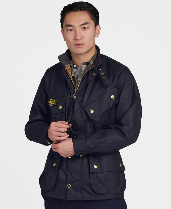 Barbour International Original Waxed Jacket Mørkeblå | BABO87156