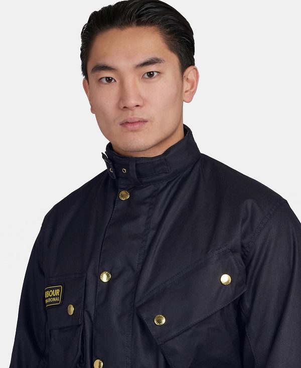 Barbour International Original Waxed Jacket Mørkeblå | BABO87156