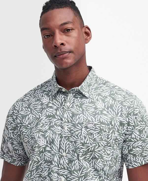 Barbour Jackstone Regular Short-sleeved Shirt Green/White | BABO87788