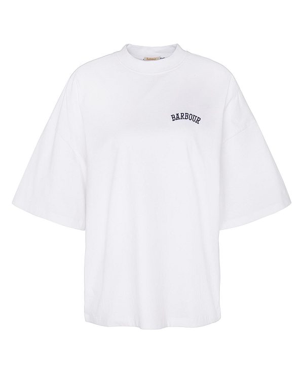 Barbour Joanne Logo T-shirt Hvide | BABO89566