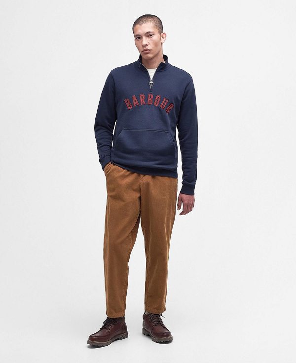 Barbour John Half-zip Sweatshirt Mørkeblå | BABO88441