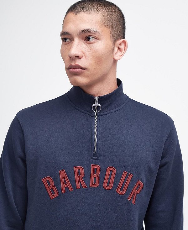 Barbour John Half-zip Sweatshirt Mørkeblå | BABO88441