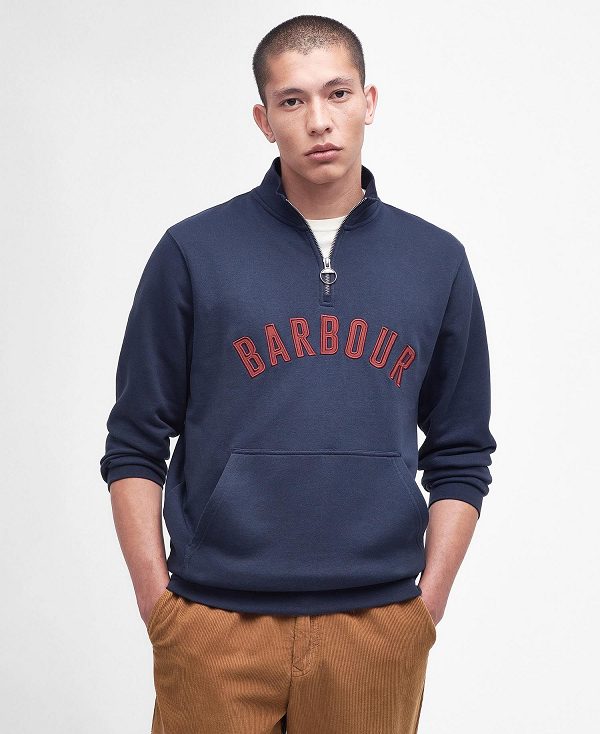 Barbour John Half-zip Sweatshirt Mørkeblå | BABO88441