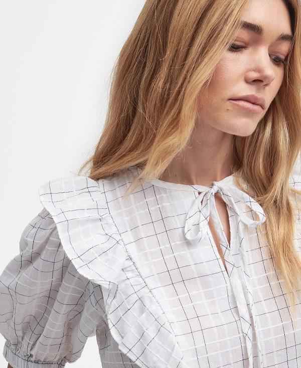 Barbour Kayleigh Check Blouse Hvide | BABO89495