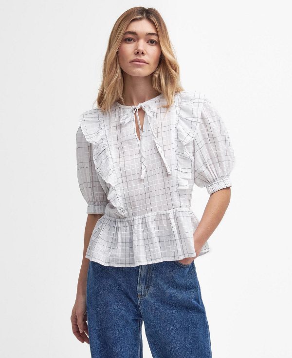 Barbour Kayleigh Check Blouse Hvide | BABO89495