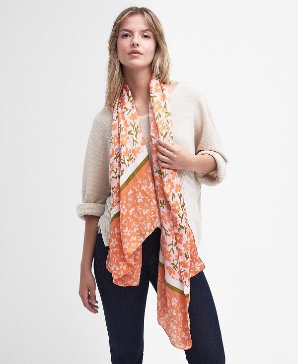 Barbour Kelley Floral Scarf Abrikos | BABO90069